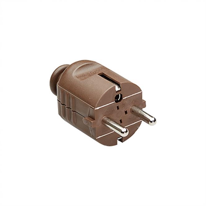 Schutzkontaktstecker, braun bruchfest montierbar 