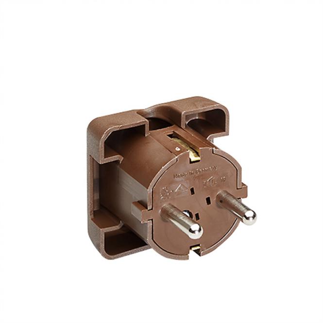 Schutzkontaktstecker, braun flache Ausführung, montierbar 