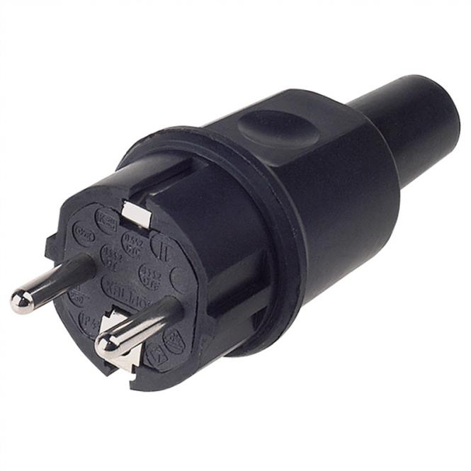 Vollgummi Stecker, französisches System, IP44, schwarz 