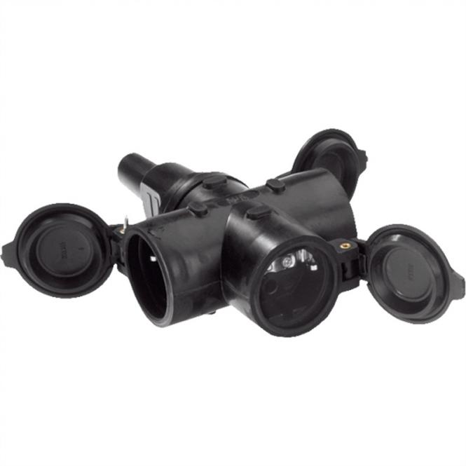 contact de protection en caoutchouc plein, 3x couplage noir montable 