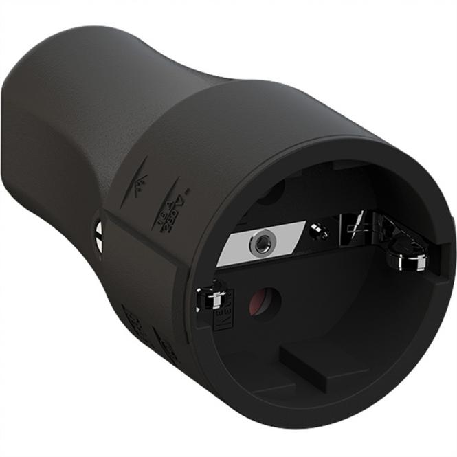 Montagekupplung schwarz, CEE 7/3 2-polig mit Schutzkontakt 