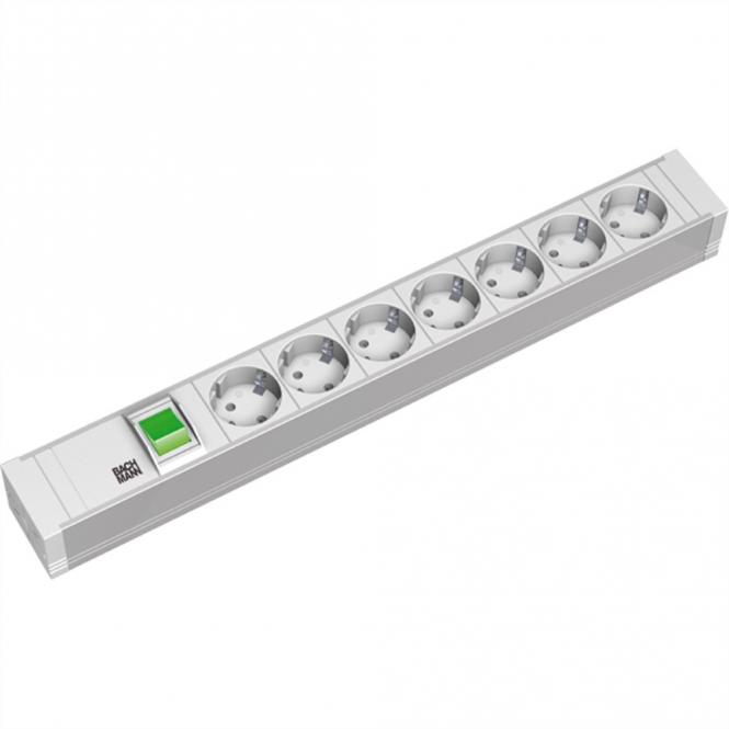 19-Zoll PVC 7xCEE7/3 1xSchalter Strom 2,0m CEE7/7 