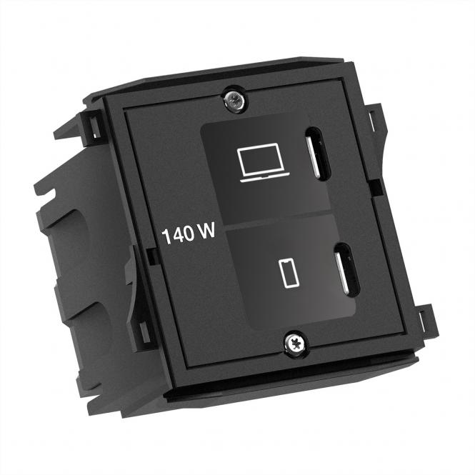 Module personnalisé 1xUSB C/C/C 140W, lot ITA RAL9005 