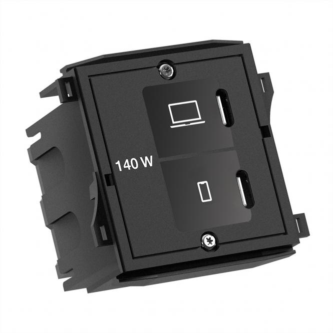 Module personnalisé 1xUSB C/C/C 140W, ensemble SWISS T12 RAL9005 