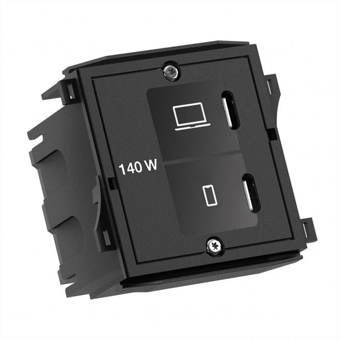 Module personnalisé 1xUSB C/C/C 140W, pack Royaume-Uni RAL9005 