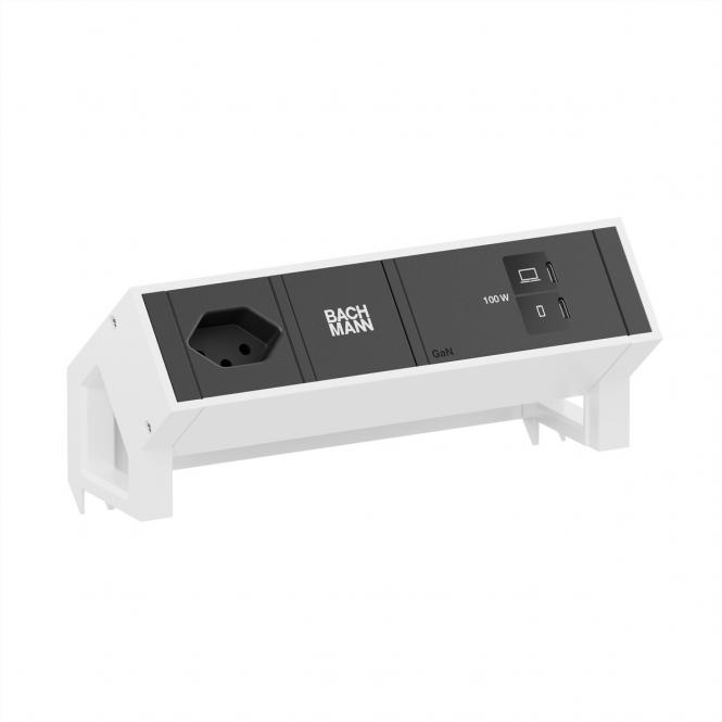 DESK2 1xCH 90° 1xUSB C/C 100W, L=0,2m RAL9010 