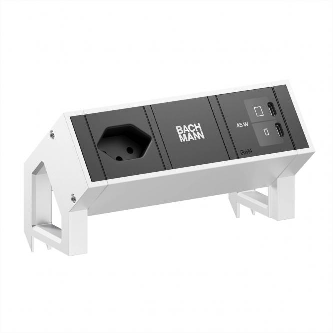 DESK2 1xCH 90° 1xUSB C/C 45W, L = 0,2m INOX 
