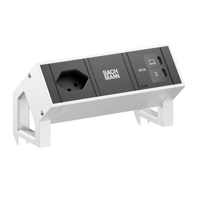 DESK2 1xCH 90° 1xUSB C/C 65W, L=0,2m INOX 