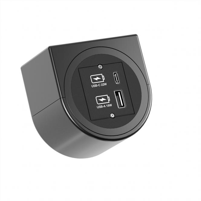 PIX HOLDER SINGLE, 1x USB A/C, ISV, noir, 0,2m 