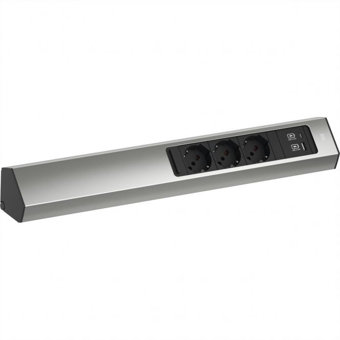 CASIA2 3xP40 1xUSB A/C 22W, 2,0m AEH, Edelstahl-Optik, Italien 