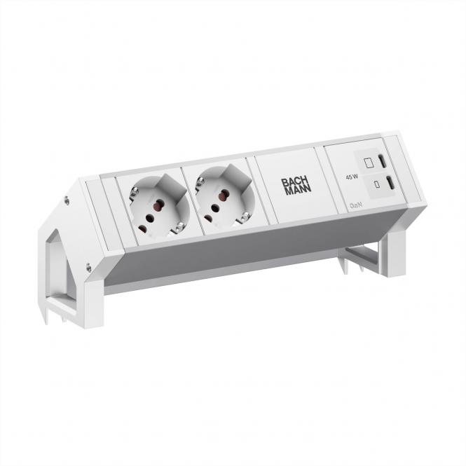 DESK2 ALU WHITE 2xP40, 1xUSB-C/C 45W, L = 0,2m, RAL 9010 