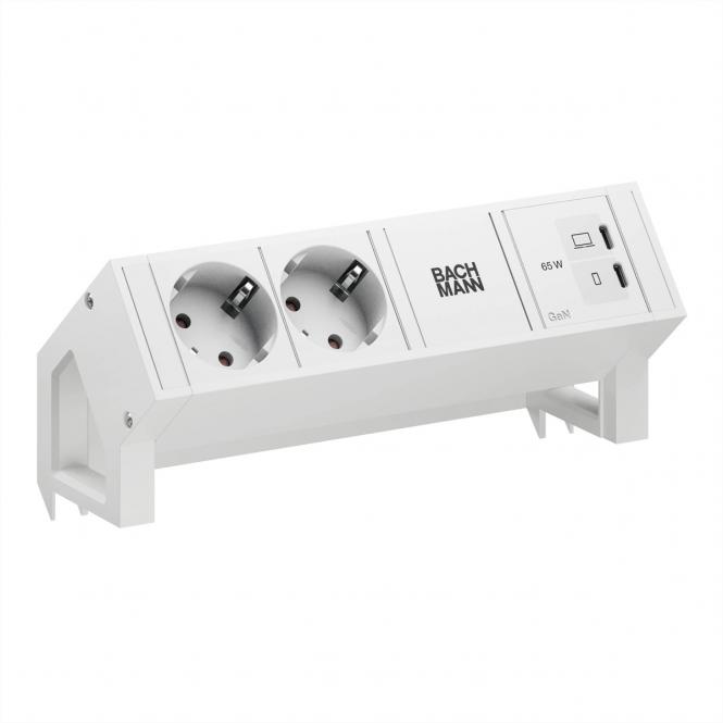 DESK2 PURE WHITE 2xCEE7/3, 1xUSB-C/C 65W, L = 0,2m, RAL 9010 
