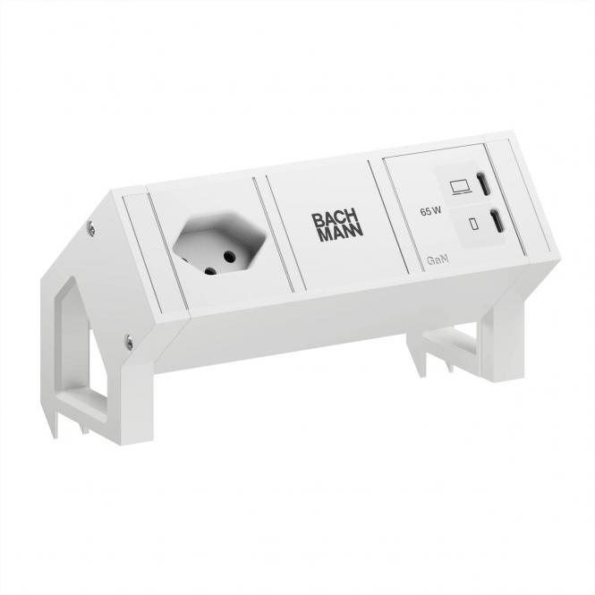 DESK2 blanc 1xCH 90°, 1xUSB C/C 65W, L = 0,2m, RAL 9010 