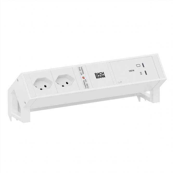 DESK2 white 2xCH 90°, 1xUSB C/C 100W L=0,2m RAL9010 