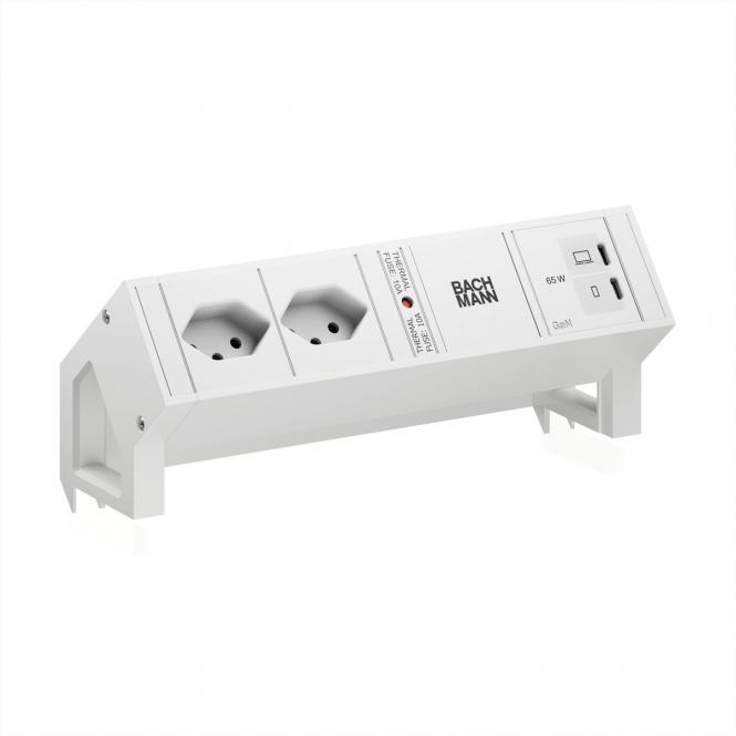 DESK2 white 2xCH 90°, 1xUSB C/C 65W L=0,2m RAL9010 