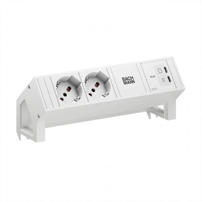 DESK2 white 2xP40, 1xUSB C/C 45W L=0,2m RAL9010 