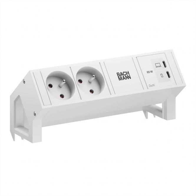 DESK2 blanc 2xUTE, 1xUSB-C/C 65W, L = 0,2m, RAL 9010 