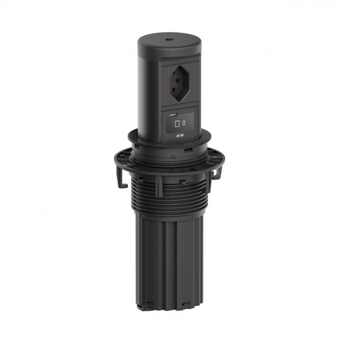 ELEVATOR2 1xCH T13, 1 chargeur sans fil USB-C RAL9005 0,5m 