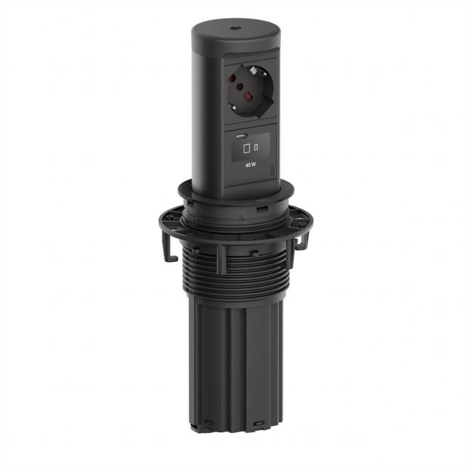 ELEVATOR2 1xP40 1xUSB C, Wireless Charger 15W RAL9005 0,5m ISV 