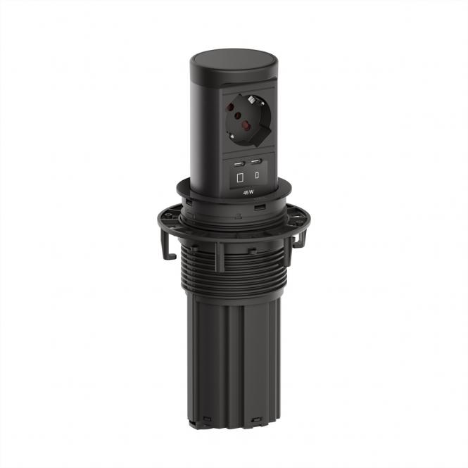 ELEVATOR2 1xP40, 1xUSB C/C 45W RAL9005 2,0m AEH 