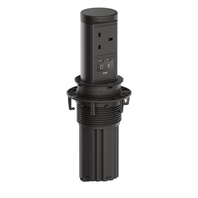 ELEVATOR2 1xUK, 1xUSB C/C 45W RAL9005 L = 2,0m UK13A 