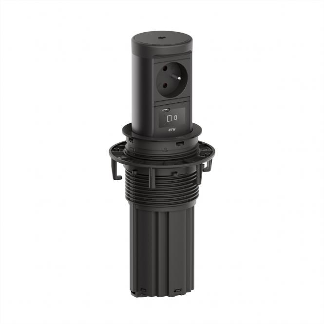 ELEVATOR2 1xUTE 1xUSB C, Wireless Charger 15W RAL9005 2,0m AEH 