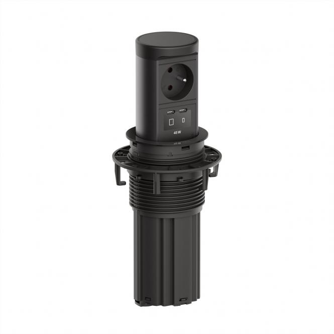 ELEVATOR2 1xUTE, 1xUSB C/C 45W RAL9005 0,5m ISV 