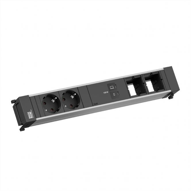 POWER FRAME 2xCEE7/3, 1xUSB C/C 100W 2xCM L=0,2m 
