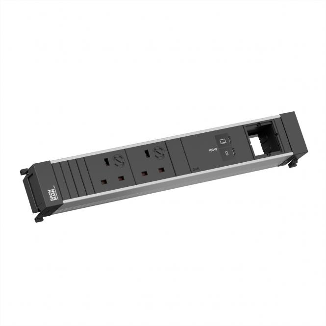 POWER FRAME 2xUK 45° 3,15A, 1xUSB C/C 100W 1xCM L=0,2m 
