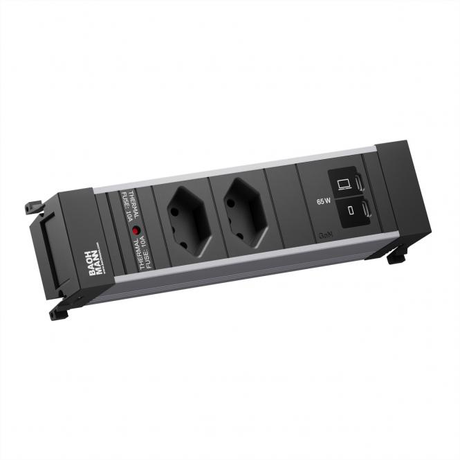 POWER FRAME S 2xCH 0°, 1xUSB C/C 65W L=0,2m 