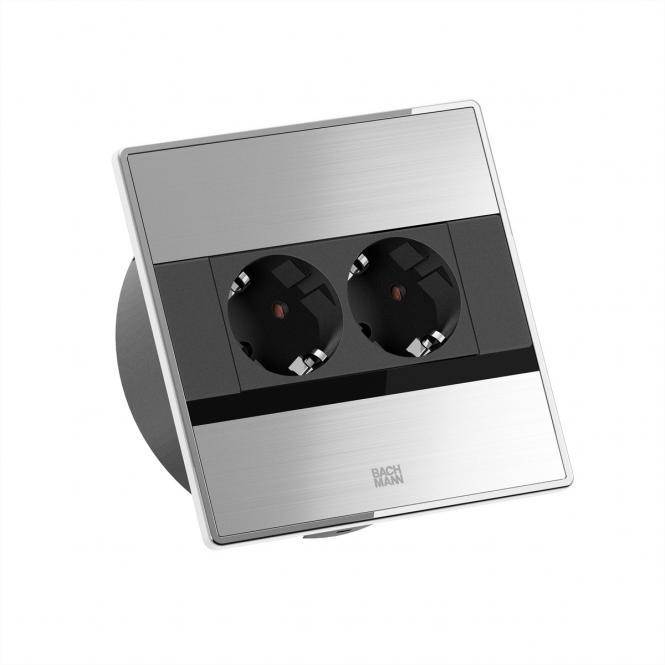 SENSE Edelstahl-Optik 2xCEE7/3, L=2,0m AEH 