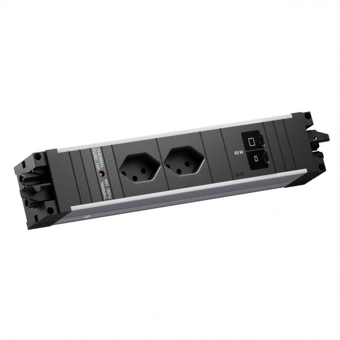 STEP ALU 2xCH 90°, 1xUSB C/C 45W 