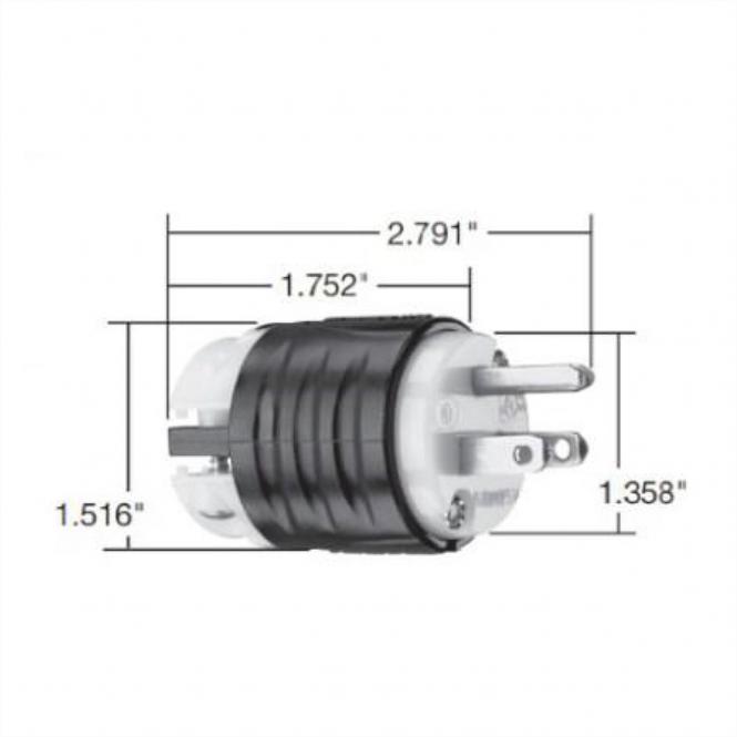 USA-Stecker, 2-polig, 3-adrig, 15A/125V, schwarz 