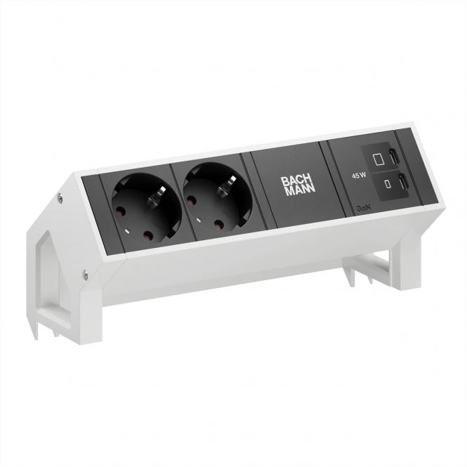 DESK2 2xCEE7/3 1xUSB C/C 45W, L=0,2m RAL9010 
