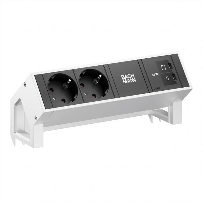 DESK2 2xCEE7/3 1xUSB C/C 45W, L=0,2m INOX 
