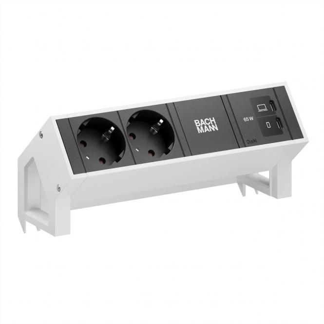 DESK2 2xCEE7/3 1xUSB C/C 65W, L=0,2m RAL9010 
