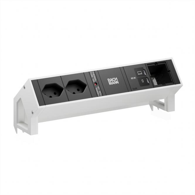 DESK2 2xCH 90° 1xUSB C/C 65W, 1xCM L=0,2m RAL9010 