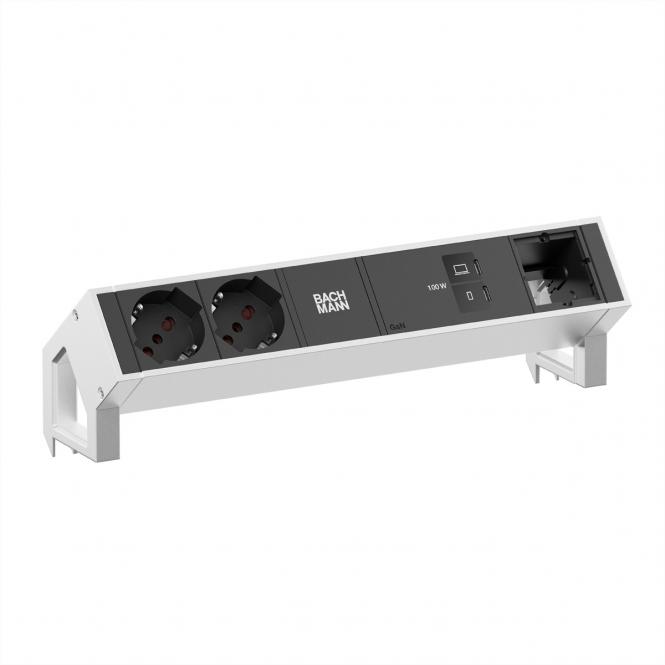 DESK2 2xP40 1xUSB C/C 100W, 1xCM L=0,2m INOX 