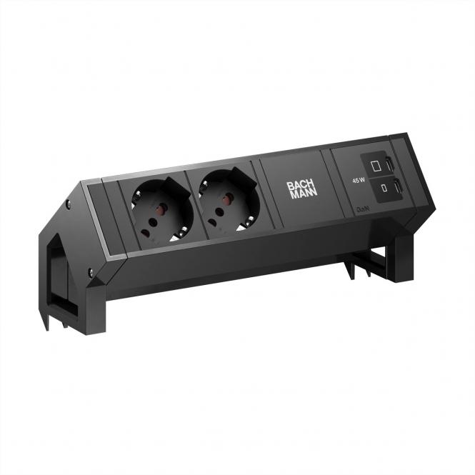 DESK2 2xP40 1xUSB C/C 45W, L=0,2m RAL9005 