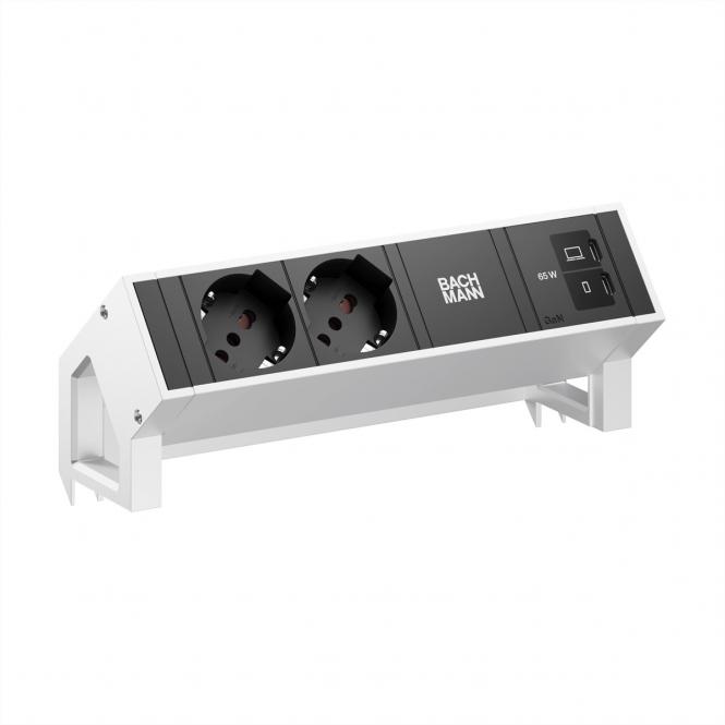 DESK2 2xP40 1xUSB C/C 65W, L=0,2m INOX 