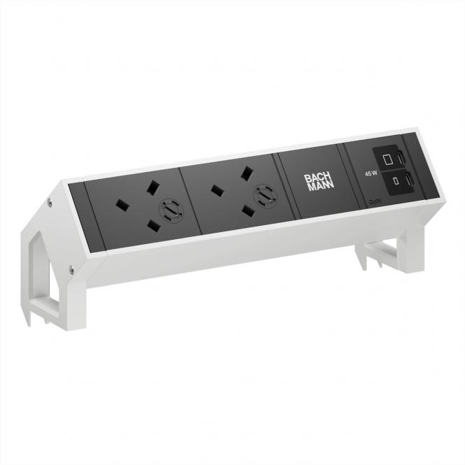 DESK2 2xUK 1xUSB C/C 45W, L=0,2m RAL9010 