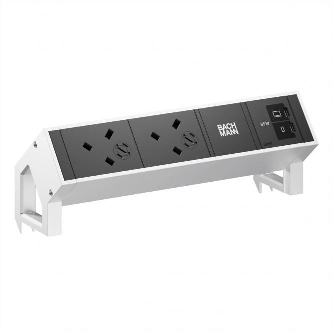 DESK2 2xUK 1xUSB C/C 65W, L=0,2m INOX 