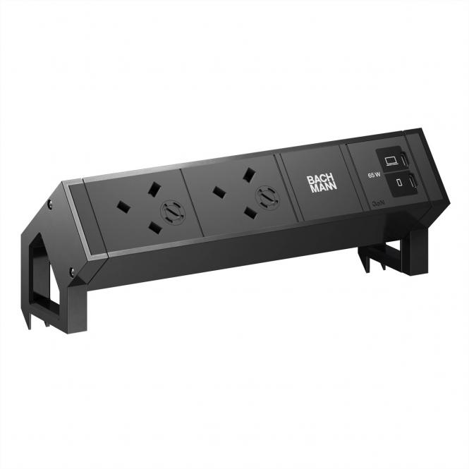DESK2 2xUK 1xUSB C/C 65W, L=0,2m RAL9005 