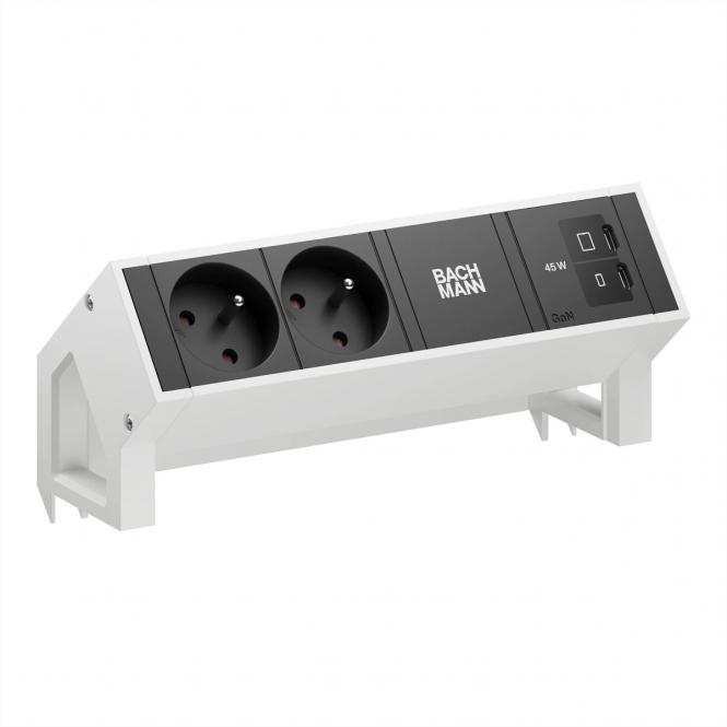 DESK2 2xUTE 1xUSB C/C 45W, L = 0,2m, RAL 9010 