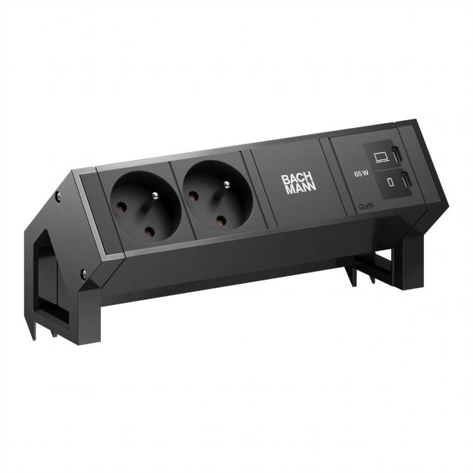 DESK2 2xUTE 1xUSB C/C 65W, L=0,2m RAL9005 