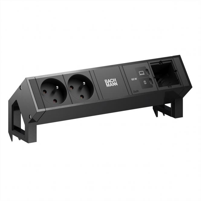 DESK2 2xUTE 1xUSB C/C 65W, 1xCM L=0,2m RAL9005 