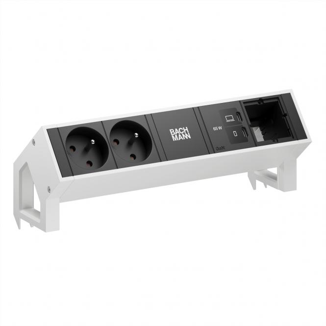 DESK2 2xUTE 1xUSB C/C 65W, 1xCM L = 0,2m RAL9010 