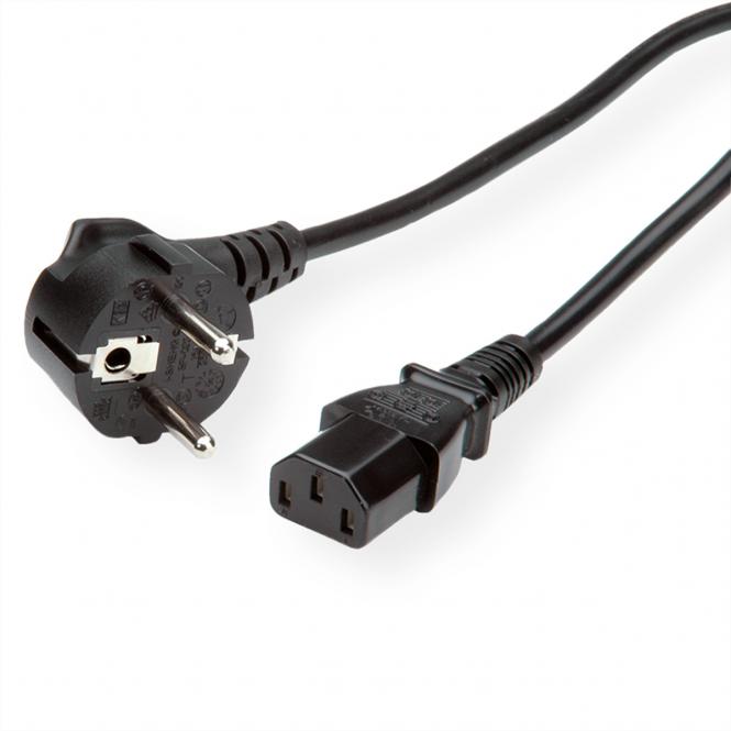 Netzkabel, gerade IEC-Buchse, Schutzkontakt CEE 7/7 auf Kaltgeräte C13, schwarz, 5m 