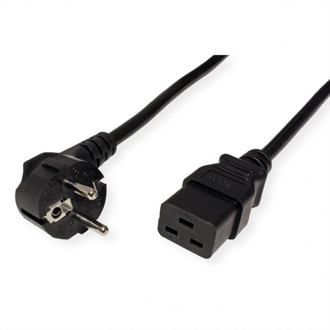 Netzkabel Schutzkontakt- IEC320-C19 16A, schwarz, 0,8m 