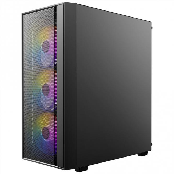 AX65 ARGB PC Gehäuse Midi Tower Gaming ATX, schwarz 